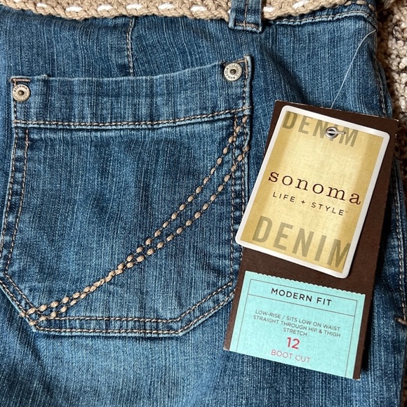 Sonoma Life Style Blue Jeans with Belt Low Rise Boot Cut Modern Fit Women FLAWS - Picture 13 of 16